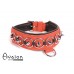 Avalon - WORSHIP - Collar med spisse nagler, ringer og D-ring - Rød og sort Avalon - WORSHIP - Collar med spisse nagler, ringer og D-ring - Rød og sort