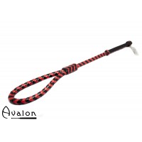 AVALON - BEYOND - Svart og Rød Loop Ridepisk i Glatt Lær