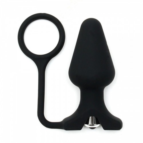 Rimba - Vibrerende buttplug i silikon med penisring Rimba - Vibrerende buttplug i silikon med penisring