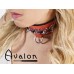 Avalon - WORSHIP - Collar med spisse nagler, ringer og D-ring - Rød og sort Avalon - WORSHIP - Collar med spisse nagler, ringer og D-ring - Rød og sort