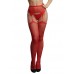 Le Desir - Suspender Pantyhose av netting og rhinestones - Rød
