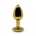 BQS - Buttplug i gullfarget metall med Krystall - Klar - Small