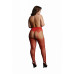 Le Desir - Suspender Pantyhose av netting og rhinestones - Rød - Queen Size - XL til 4XL slett