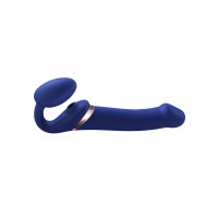 Strap-on-Me - Stroppeløs Strap On med Vibrasjoner og Slikkefunksjon - Large - Blå