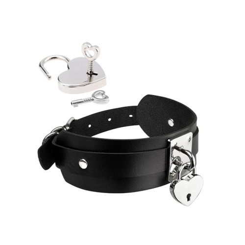 Kinky Diva - Collar med Hjertelås - Sort Kinky Diva - Collar med Hjertelås - Sort