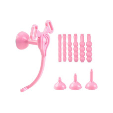 BQS - Rosa Kyskhetsbelte med Utskiftbare Penisplugger og Hetter