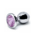 BQS - Buttplug i metall med Krystall - Lilla - Medium