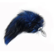 BQS - Buttplug med Sort og Mørk Blå Hale - Small