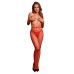Le Desir - Cut-out Nettingstrømper - Rød med gulldetaljer - One Size Le Desir - Cut-out Nettingstrømper - Rød med gulldetaljer - One Size