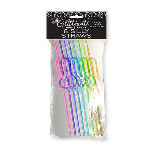 LITTLE GENIE - Penisformede sugerør i farger 8 pk LITTLE GENIE - Penisformede sugerør i farger 8 pk