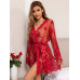 Gnist - Luksuriøs Kimono - Blonder - Rød Gnist - Luksuriøs Kimono - Blonder - Rød