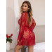 Gnist - Luksuriøs Kimono - Blonder - Rød Gnist - Luksuriøs Kimono - Blonder - Rød
