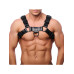 Red Leather - Bulldog Harness i sort lær med sorte detaljer - L/XL 